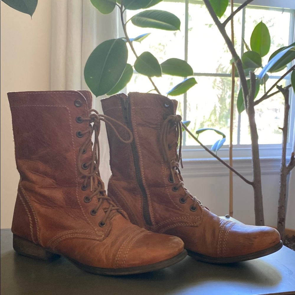 Steve Madden Troopa Brown Leather Boots 8